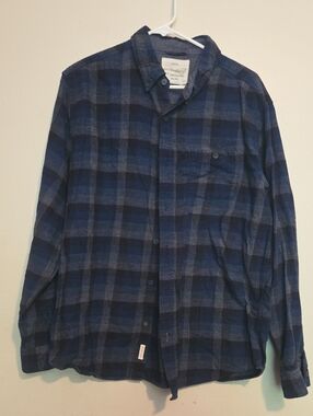 Men's Blue Plaid Button-Up Shirt